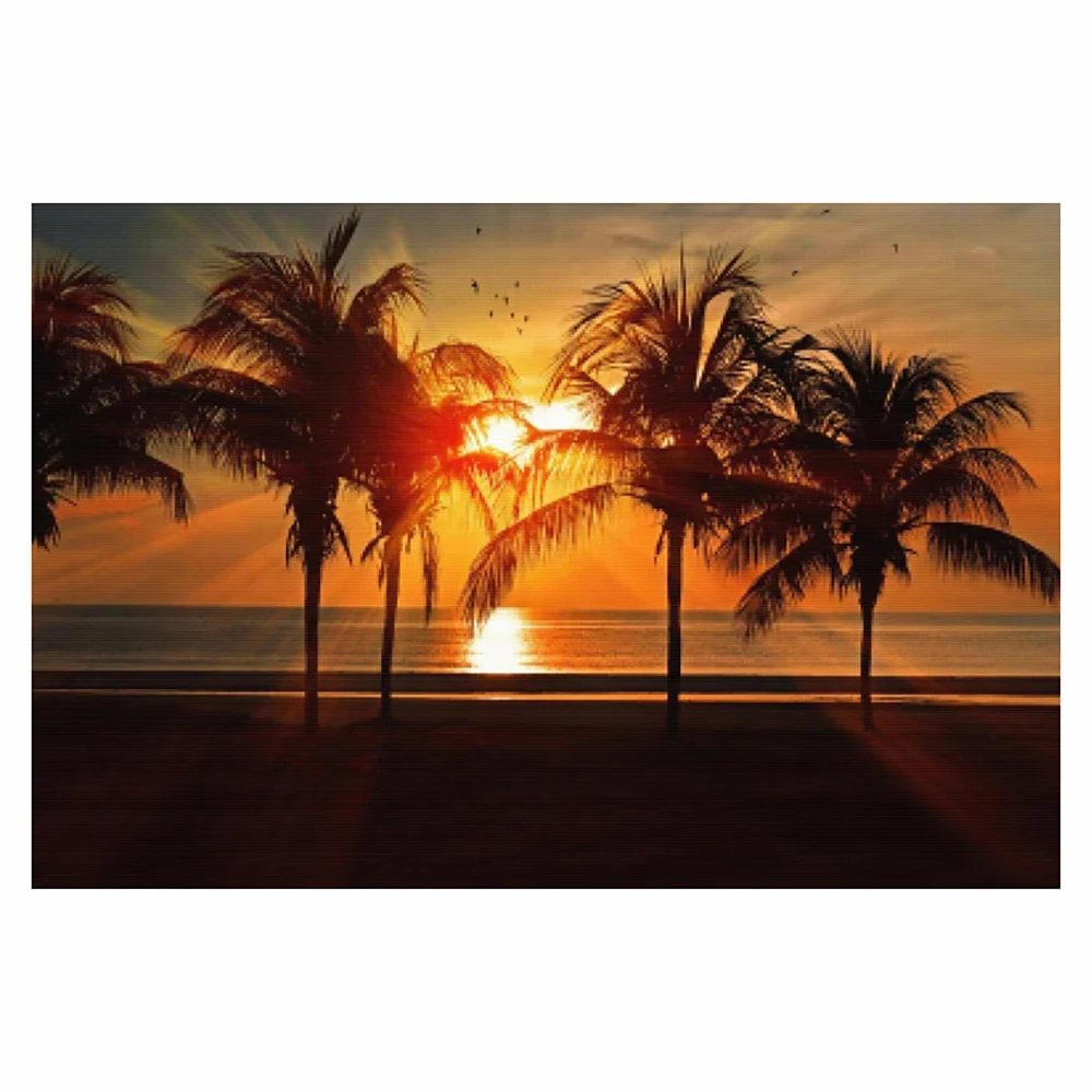 

KamyYi Diamond Sunset Beach 5D Full Diamond Square Round Rhinestone Embroidery Cross stitch Mosaic Set Gift