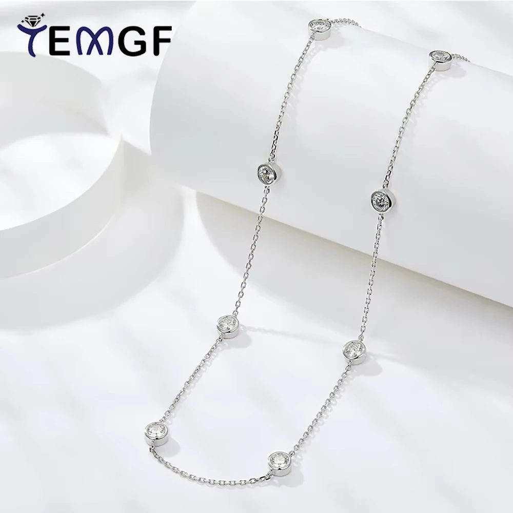 

Ожерелье TEMGF 4 мм с муассанитом S925, серебряное колье с пузырьками, цепочка на шею для женщин, вечерние модные ювелирные изделия, подарки для любви, сертифицированные GRA