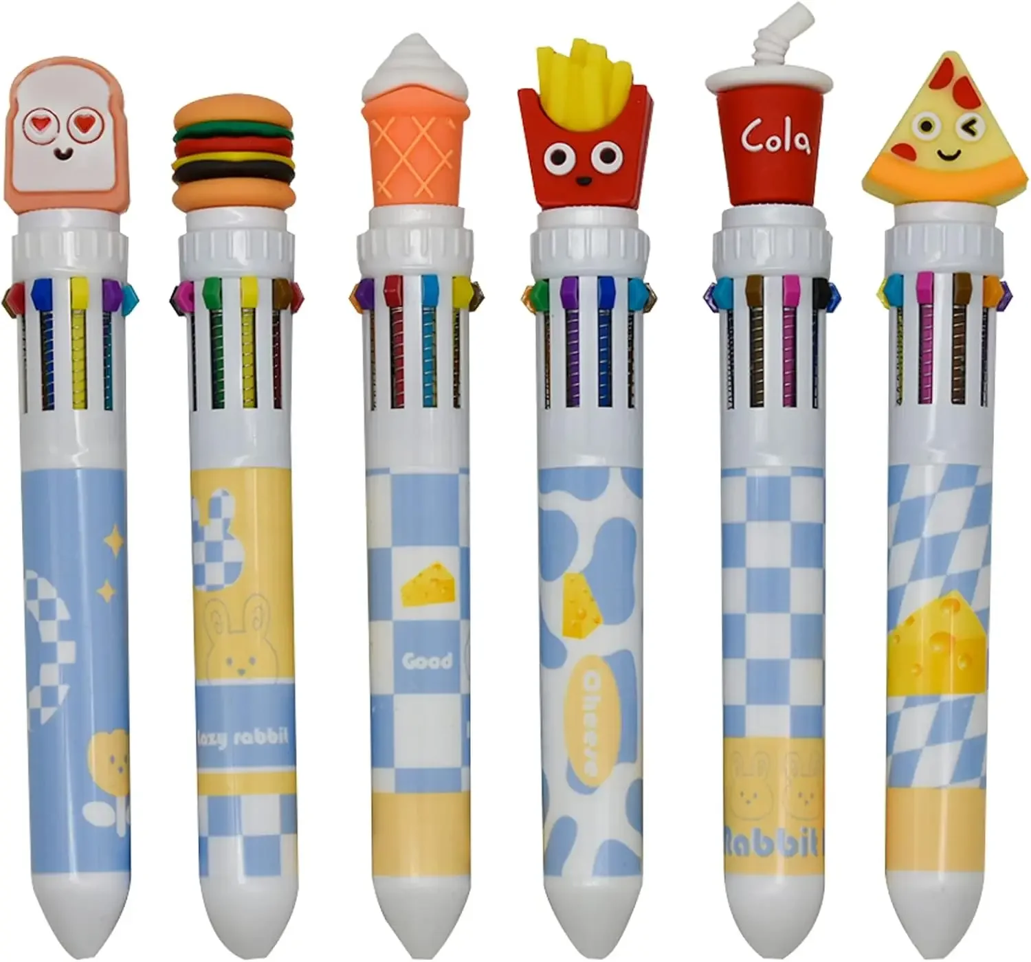 12 Pcs Wholesale Cartoon Hamburger Ice Cream Bread Pizza Food Style Ballpoint Pens with 10 Colors for School Home Office