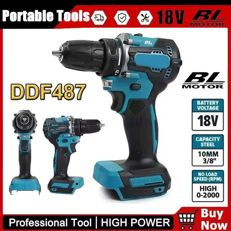 

Для бесщеточной электродрели Makita DDF487 18В, подходит для ударной дрели с пятиточечным креплением для отделочных работ, использует аккумулятор 18В.