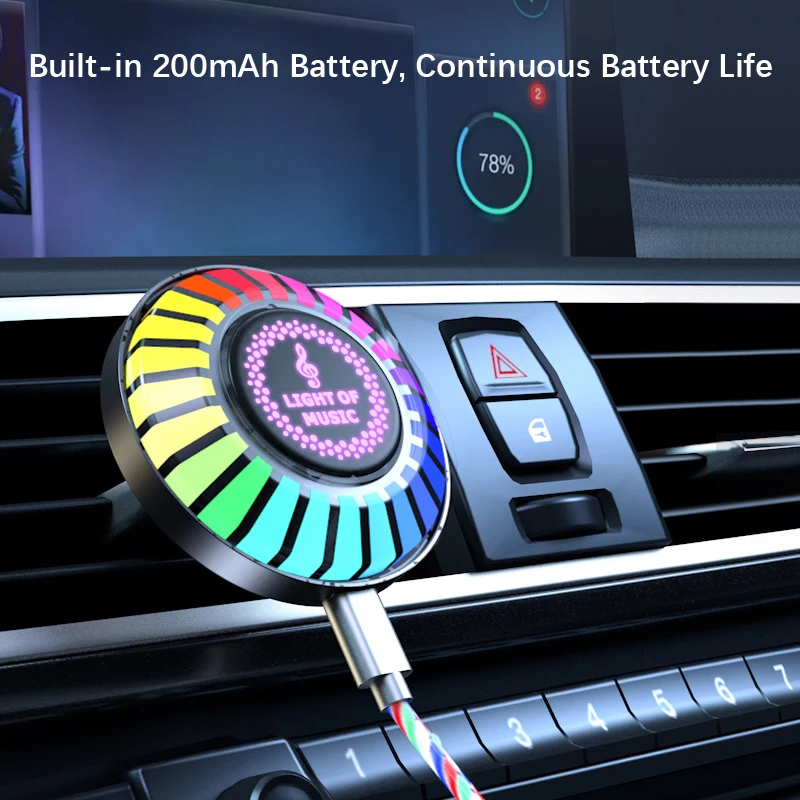 Desktop Magnetic RGB Pickup Ambience Lights, LED Car RGB  Atmosphere Light, Voice Control Music Rhythm Lamp,APP Control for Car