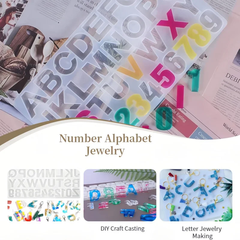 Resin Casting Silicone Letter Mold——Alphanumeric Jewelry Making，Highly flexible and reusableDIYHandmade molds，Suitable for begin