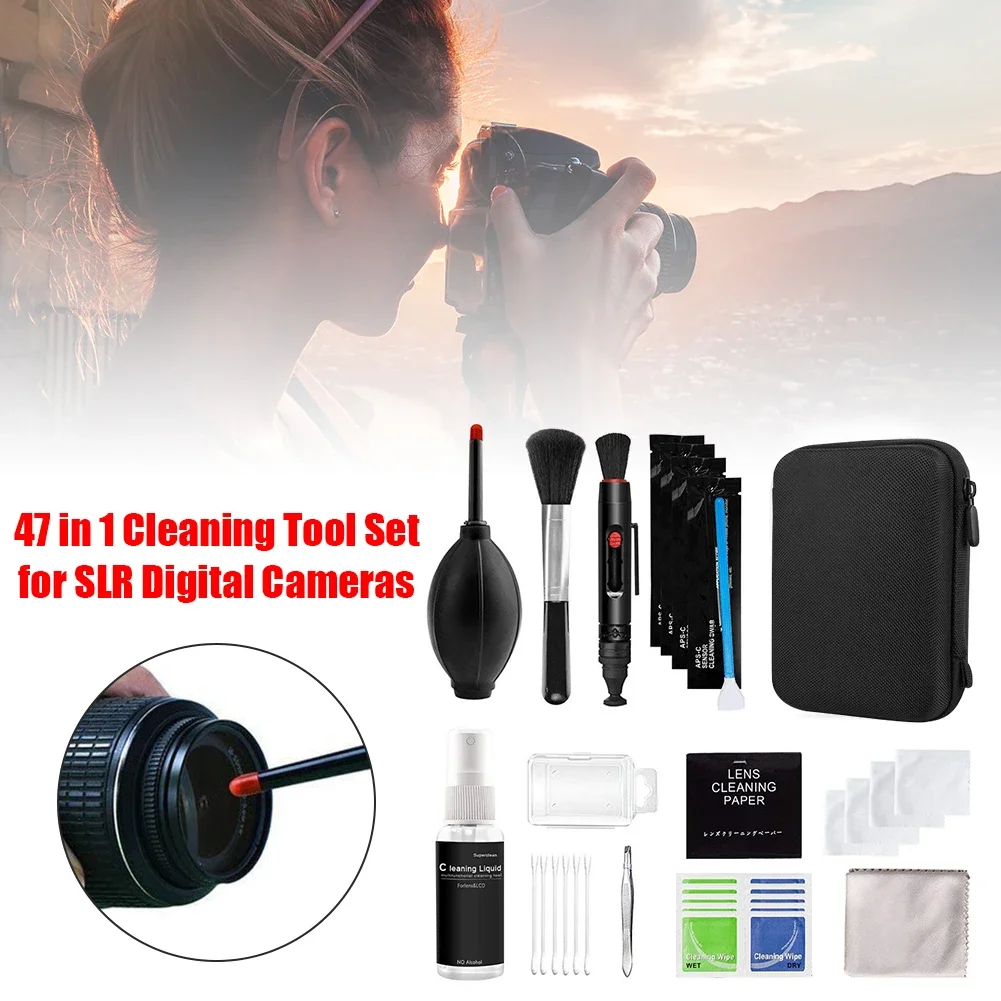 47pcs Camera Cleaner Kits DSLR Lens Digital Camera Sensor Cleaning with Brush