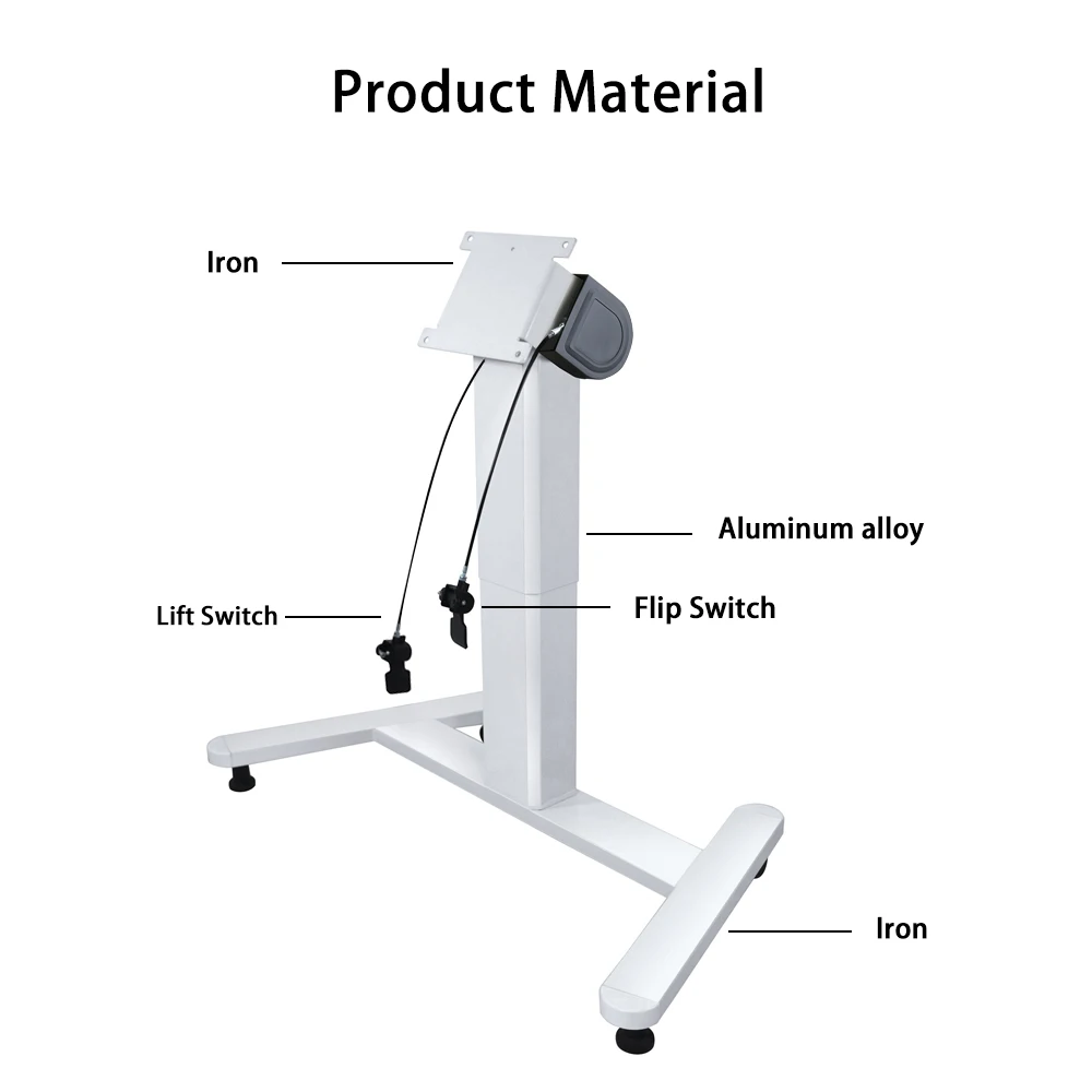 Height Single Leg Lifting Aluminum Computer Stand Modern Commercial Metal Furniture Base Mechanism Office Brown