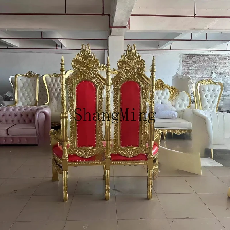 

FG neoclassical high-back chair double-sided carved king chair high-back image wedding double sofa