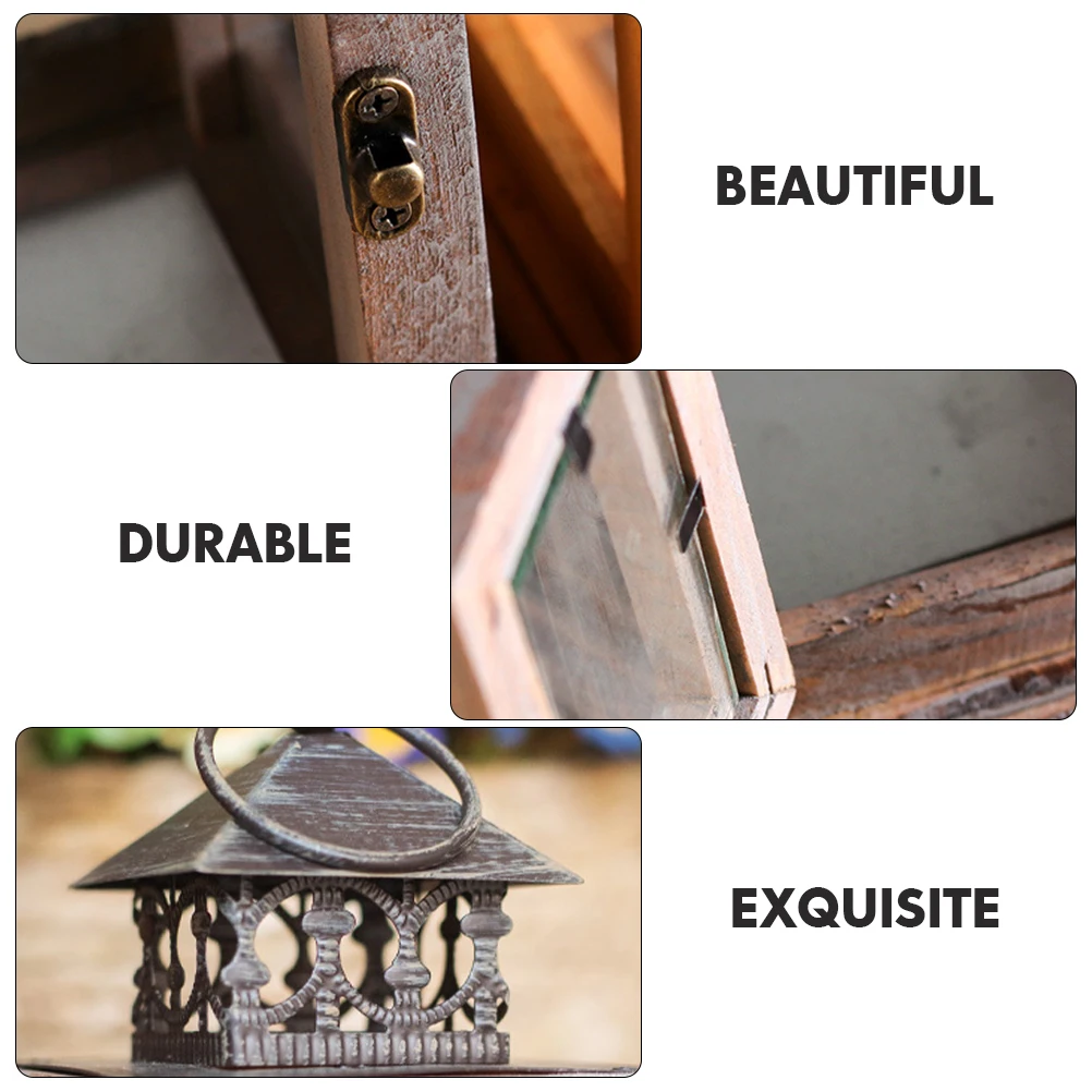 

Delicate Desktop Wood Lantern Decorative Holder Household Light Accessory Retro Saving Desktop Decor For Home