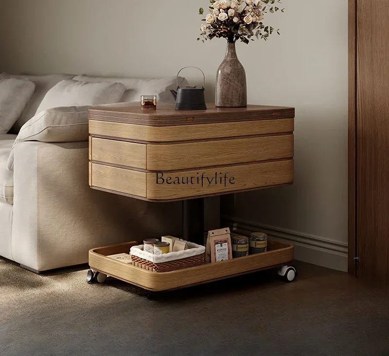 3 Многофункциональная легкая роскошная складная домашняя гостиная, передвижная маленькая тележка, чайный столик из цельного дерева в античном стиле