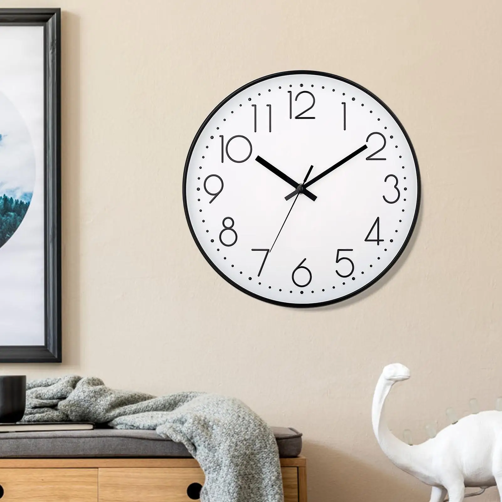 ساعة حائط غير موقوتة 10 بوصة ساعة حائط لغرفة النوم تعمل بالبطارية عرض الوقت ديكور المنزل لمستأجر أصحاب المنازل