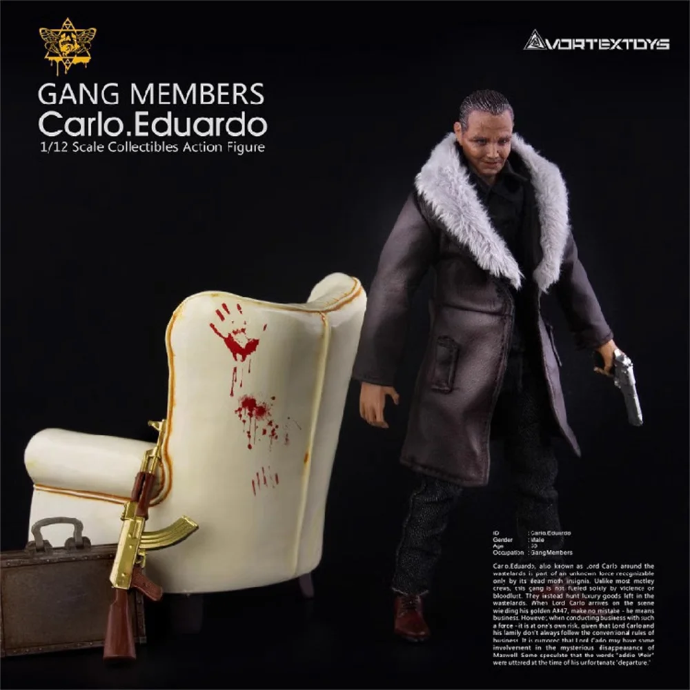 1/12th VORTEXTOYS V00013 Male Guy Gang Members Carlo. Edualdo with Sofa Full Set Moveable Action Figure Gift For Fans Collect