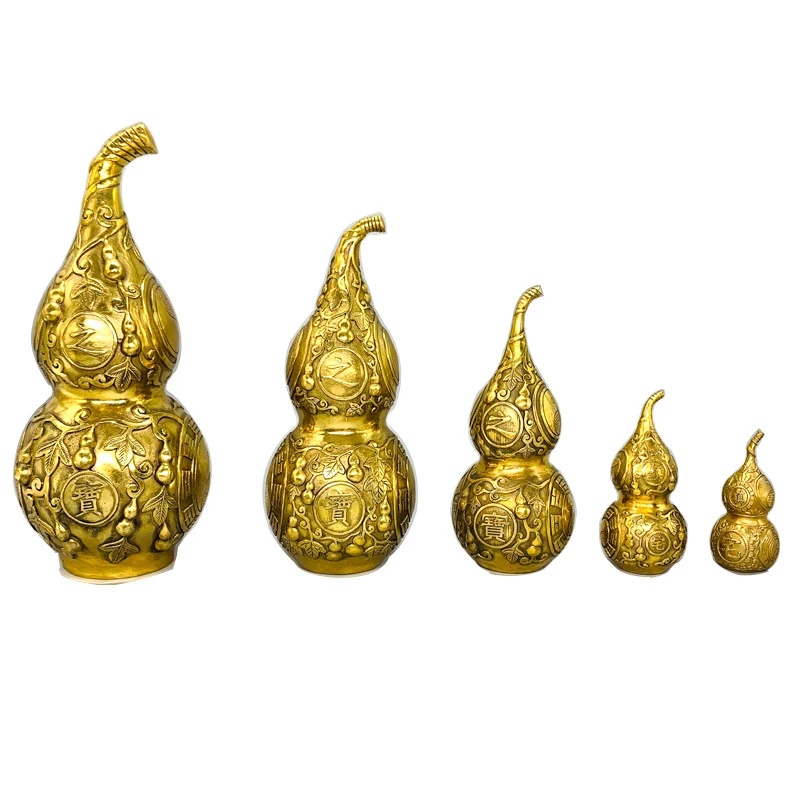 Solid copper gourd ornament, brass gourd with the eight trigrams, home decoration craft