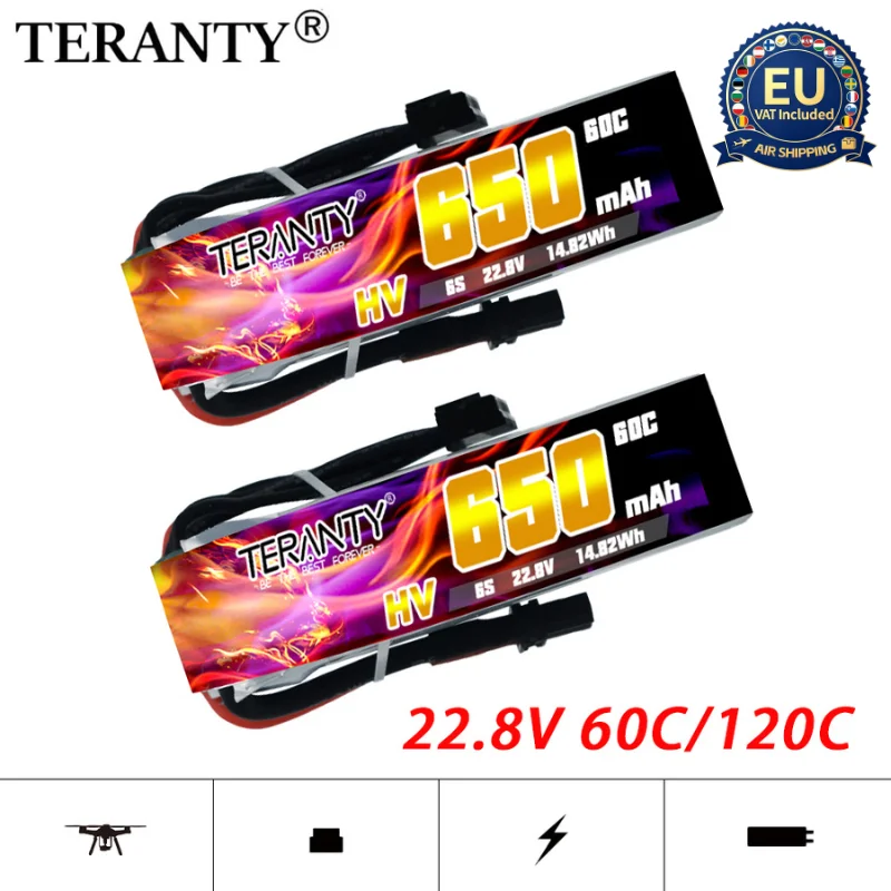 HV Max 120c TERANTY 6S 650mAh Lipo Battery For RC Helicopter Quadcopter FPV Racing Drone Spare Parts 22.8 Rechargeable Battery