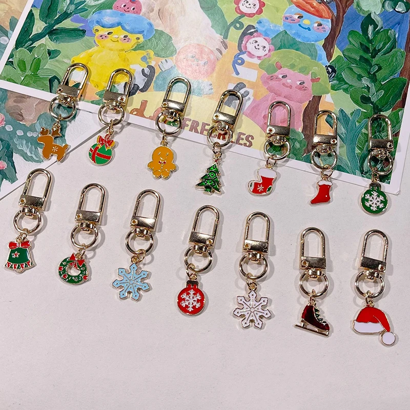 New Christmas Keychain Cute Christmas Tree Deer Pendant Keychain For Girls Kids Bags Decor Xmacs New Year Party Gift