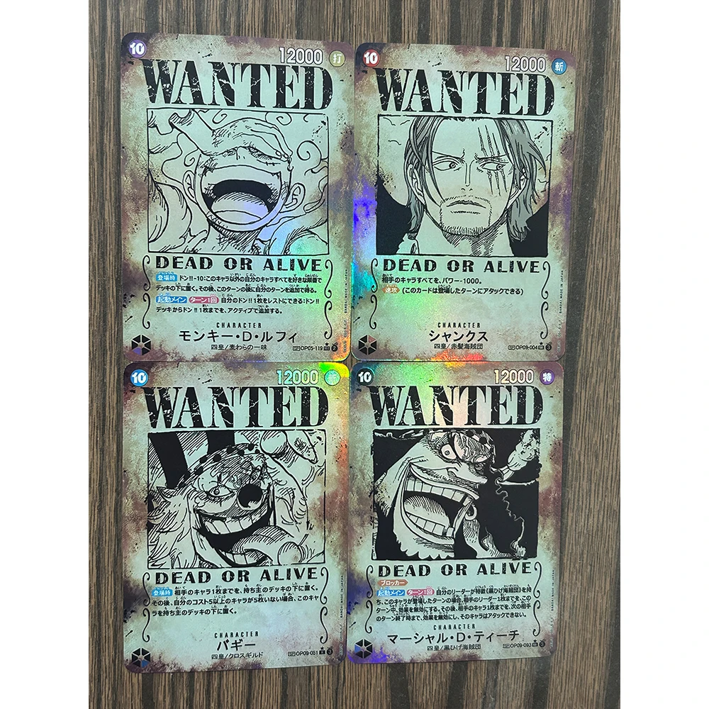 Uma peça diy warrant shanks luffy sabo barba branca refração glitter textura folha carimbo cartões colecionáveis presentes do feriado