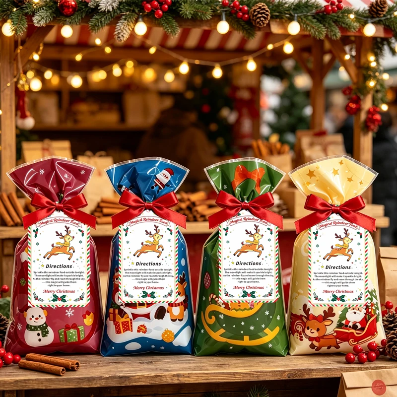 12/24/48pcs Magic Reindeer Food Set, Christmas Party Decoration, Double-sided Printing, Christmas Eve Holiday Party Gift