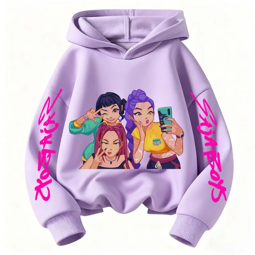 

2026 New Girl's Casual Shirt - Long Sleeve New Kpop "Devil Hunter" Children's Hooded Sports Shirt