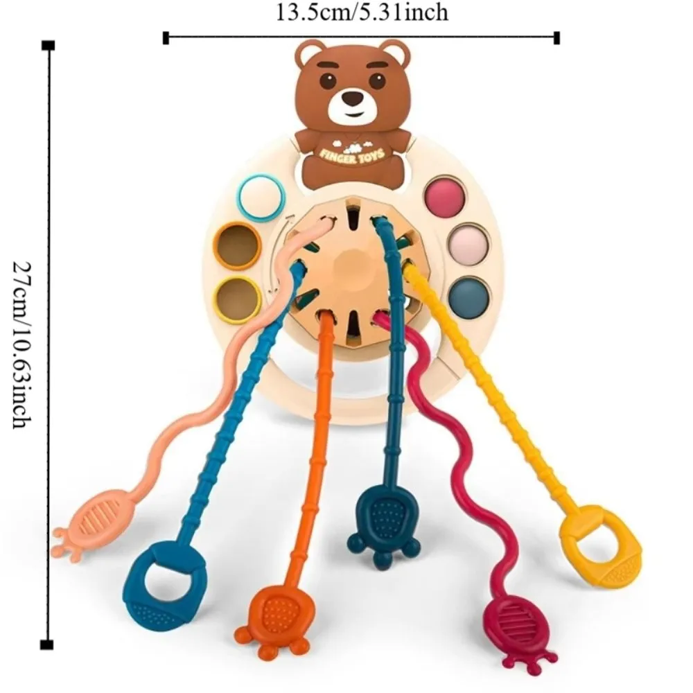 PP Baby Sensory Montessori Toys Sensory Development Grab Ball Silicone Pull String Toy Soft Finger Grasp Training