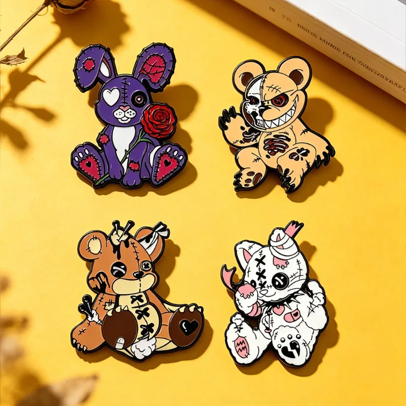 10Pcs Anime Cartoon Series Movie Game Peripheral Badges Bear Doll Brooches Bag Accessories Anti-Birthdays Gift