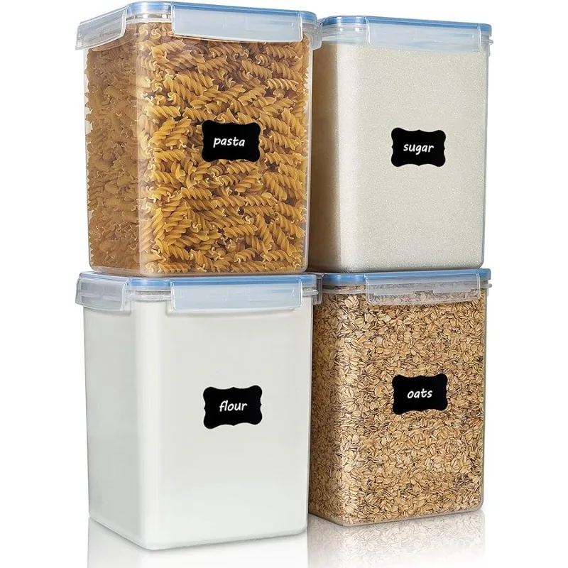 

Large Food Storage Containers 5.2L / 175oz, 4 Pieces BPA Free Plastic Airtight Canisters for Flour, Sugar, Baking Supplies, Rice