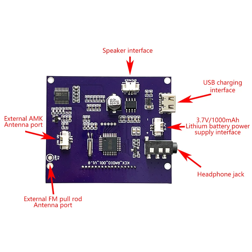 FM Wireless Radio Receiver Module MW/SW 87-108MHz Station Auto Storage 4.75-21.85MHz Digital Clock LED Display DC 3.7V