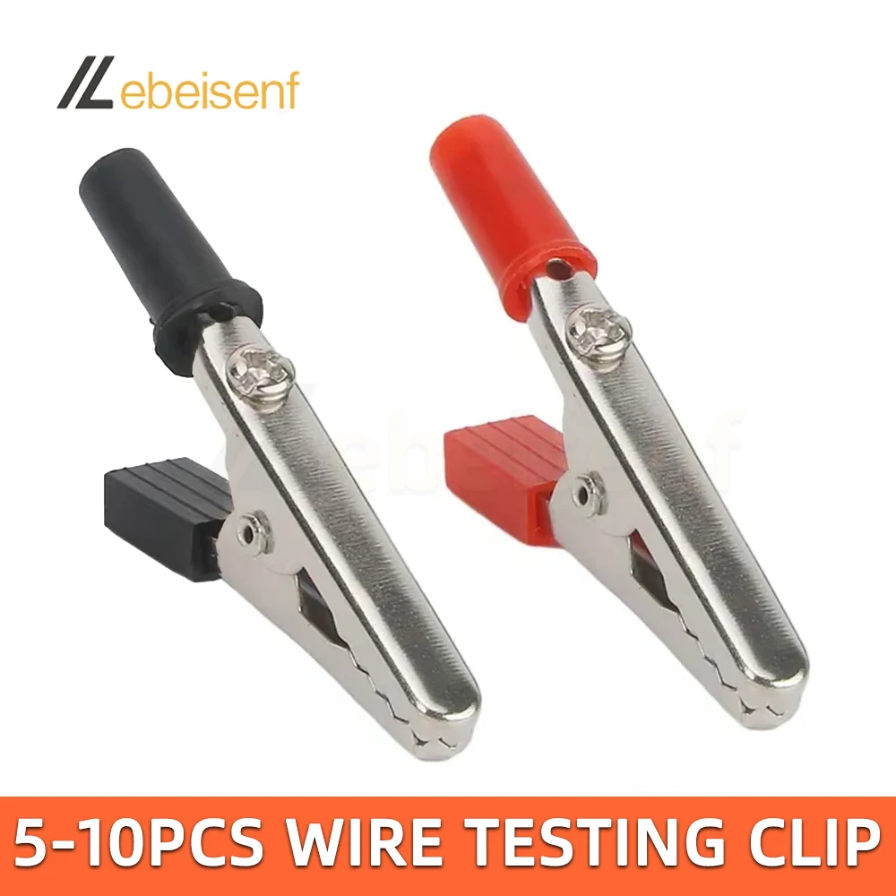 5-10 Pcs Metal Alligator Test Clips 50mm 5A Clamp With Screws/Solder Ports/Banana Plug Electronic Product Electrician Wire Clip