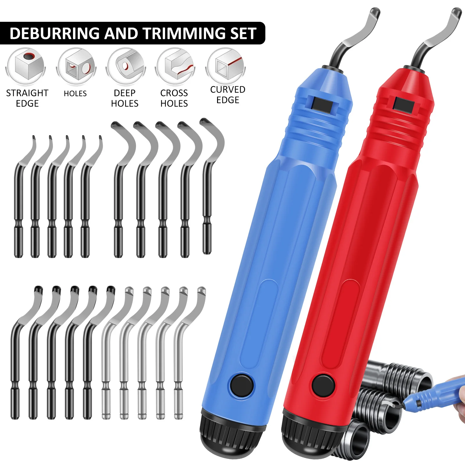 

Deburring Tool Kit with 20 HSS Extra Blades Sharp Burr Removal Tool Burr Edges Removing Hand Tool Wear-Resistant Metal Pipe Burr