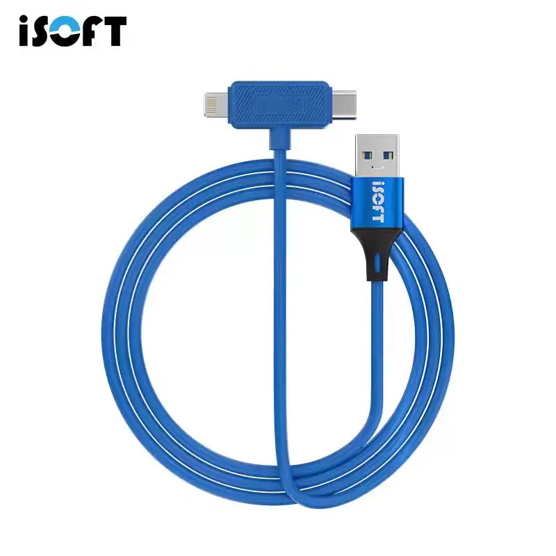 iSOFT IS-006 Dual-Head Maintenance Data Cable For iPhone 17 Lightning+Type-C Charging/Recovery/Data Transmission 3-in-1 Repair