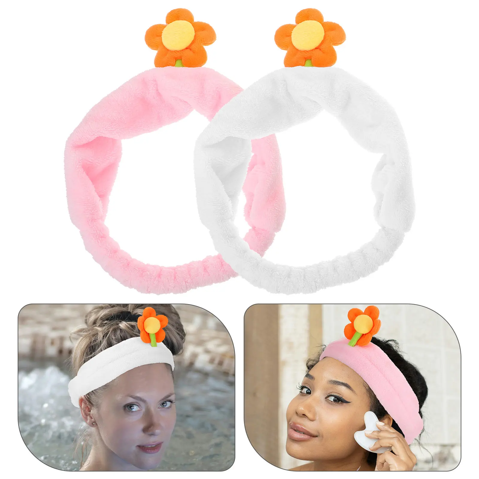

Женская эластичная мягкая повязка на голову с цветами для умывания, макияжа, ухода за кожей, спа-процедур, аксессуар для волос для девочек и подростков, уникальный модный аксессуар