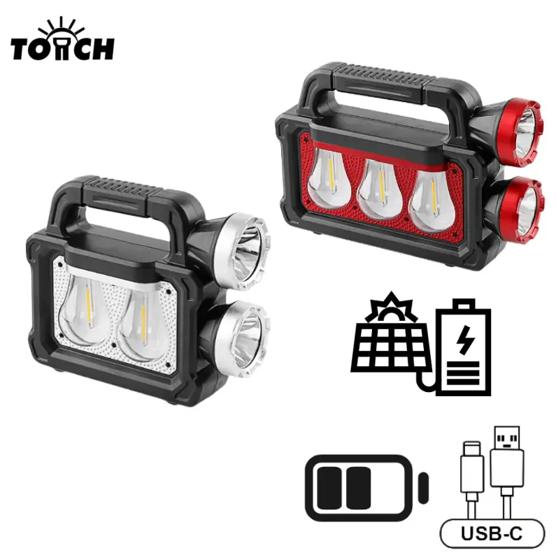 

Smart Library Hot Sale Multifunctional LED Outdoor Camping Light Solar USB Rechargeable Camping Hand Light With Power Bank Power