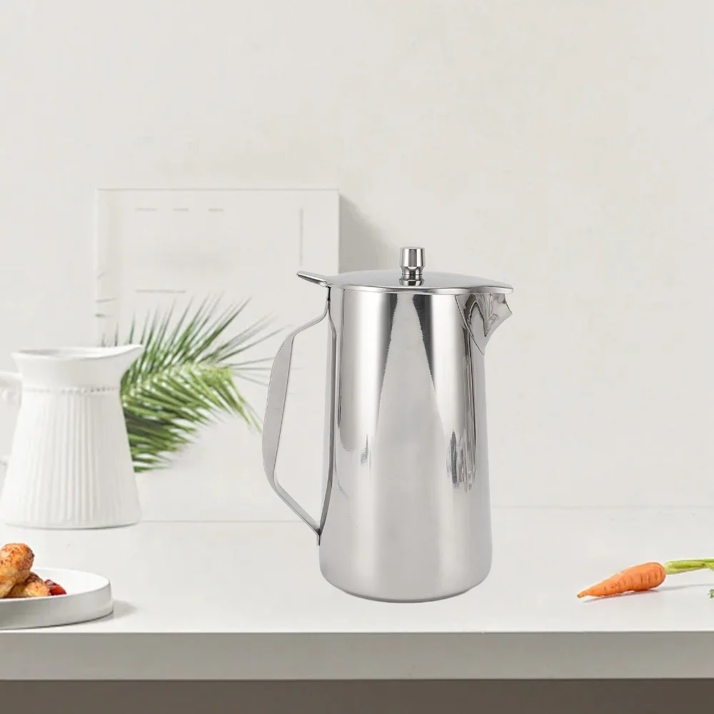 Stainless Steel Water Pitcher Silver 1.8L Large Capacity Cold Water Kettle Thickened Design With Lid Water Jug