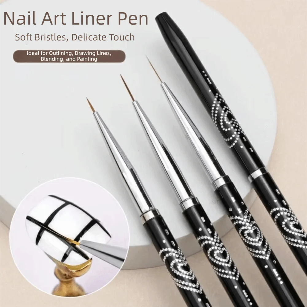 Metal Handle Nail Eyeliner Brushes Black Color 7mm/9mm/11mm Nail Art Liner Brush Thin Design UV Gel Painting Brush view 5