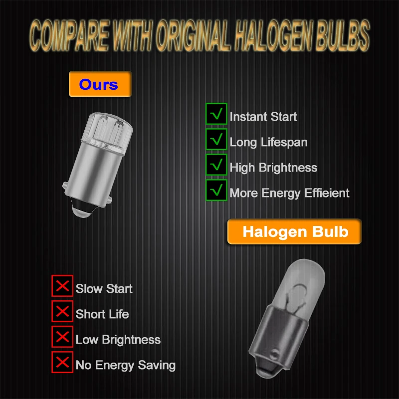 1 حزمة BA9S T4W T11 12913 12910 12929 المصابيح لمبة أضواء السيارة الداخلية مصباح تلقائي تيار مستمر 12 فولت #5