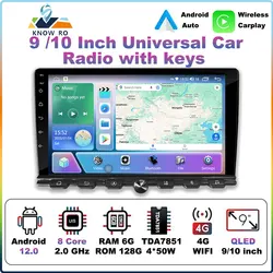 Android 10/12 Car Auto Radio 2DIn 7 9 10 Inch Multimedia Player with GPS WiFi 4G Keys For Nissan Hyundai Kia Toyota Honda Geely
