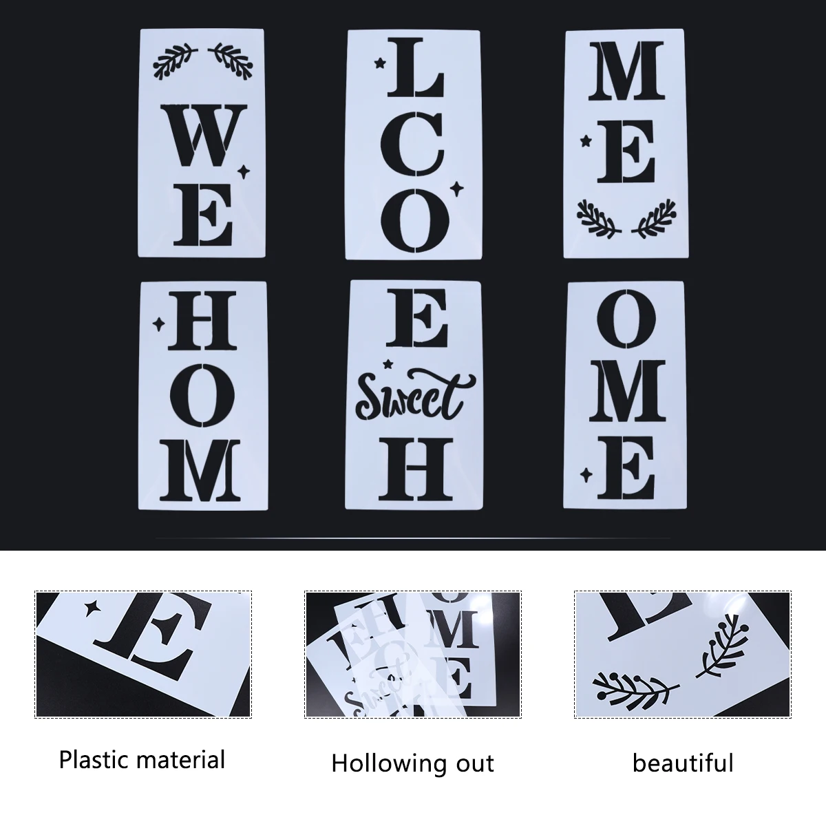 

6 шт. многоразовые полые трафареты с буквами, пластиковые шаблоны для рисования для деревянных дверей, крыльца, приветственный знак, трафареты для рисования