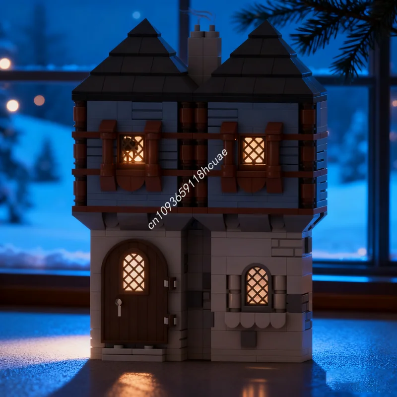 

409 шт. MOC мини синий средневековый дом замкнутая модель строительные блоки строительство DIY творческая идея игрушки Рождественский подарок кирпич для детей