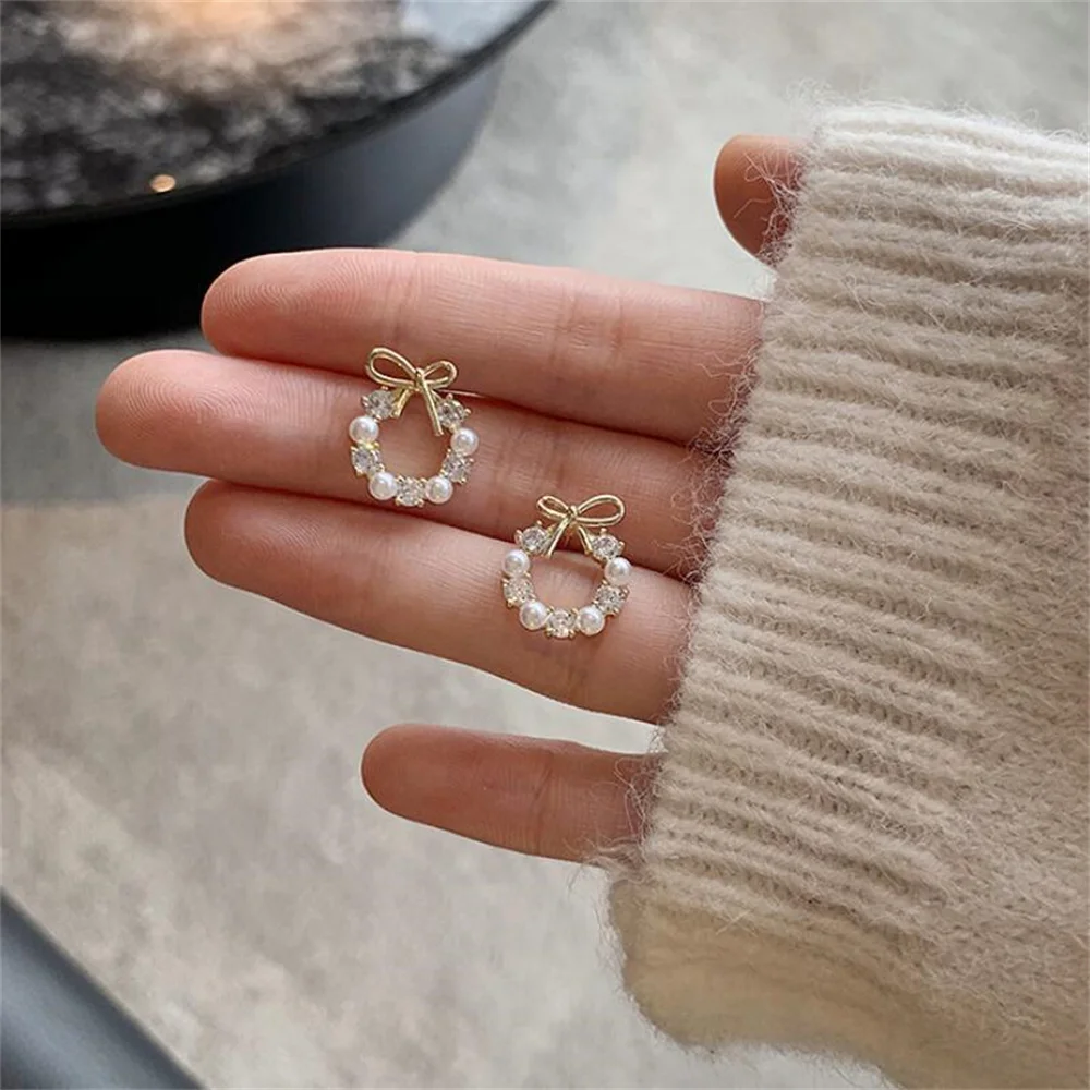 أقراط إكليل بسيطة للنساء ، أقراط لؤلؤ كريستال أكريليك ، مجوهرات حفلات عصرية ، هدايا إكسسوارات #6