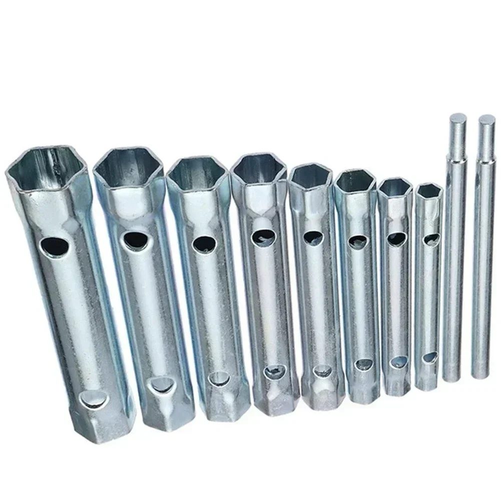 10pcs 6-22mm Metric Tubular Box Wrench Set Tube Bar Hollow Socket Filter Wrench  For Auto Repair  DIY Polished Finish