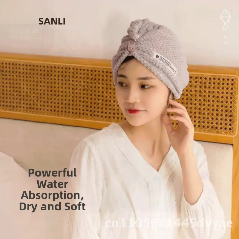 Sanli Gorro de pelo seco súper absorbente, gorro de ducha de secado rápido para mujer, bolsa gruesa de piña, toalla para el pelo, turbante, Pastoral ligero