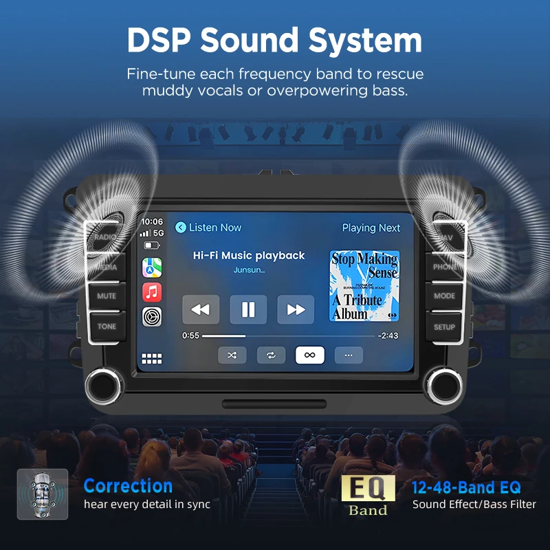Radio para coche Junsun Android de 7 y 9 pulgadas para VW Volkswagen Skoda Octavia Golf 5 6 Touran Passat B6 Polo Jetta CarPlay Auto Stereo RDS DSP 7