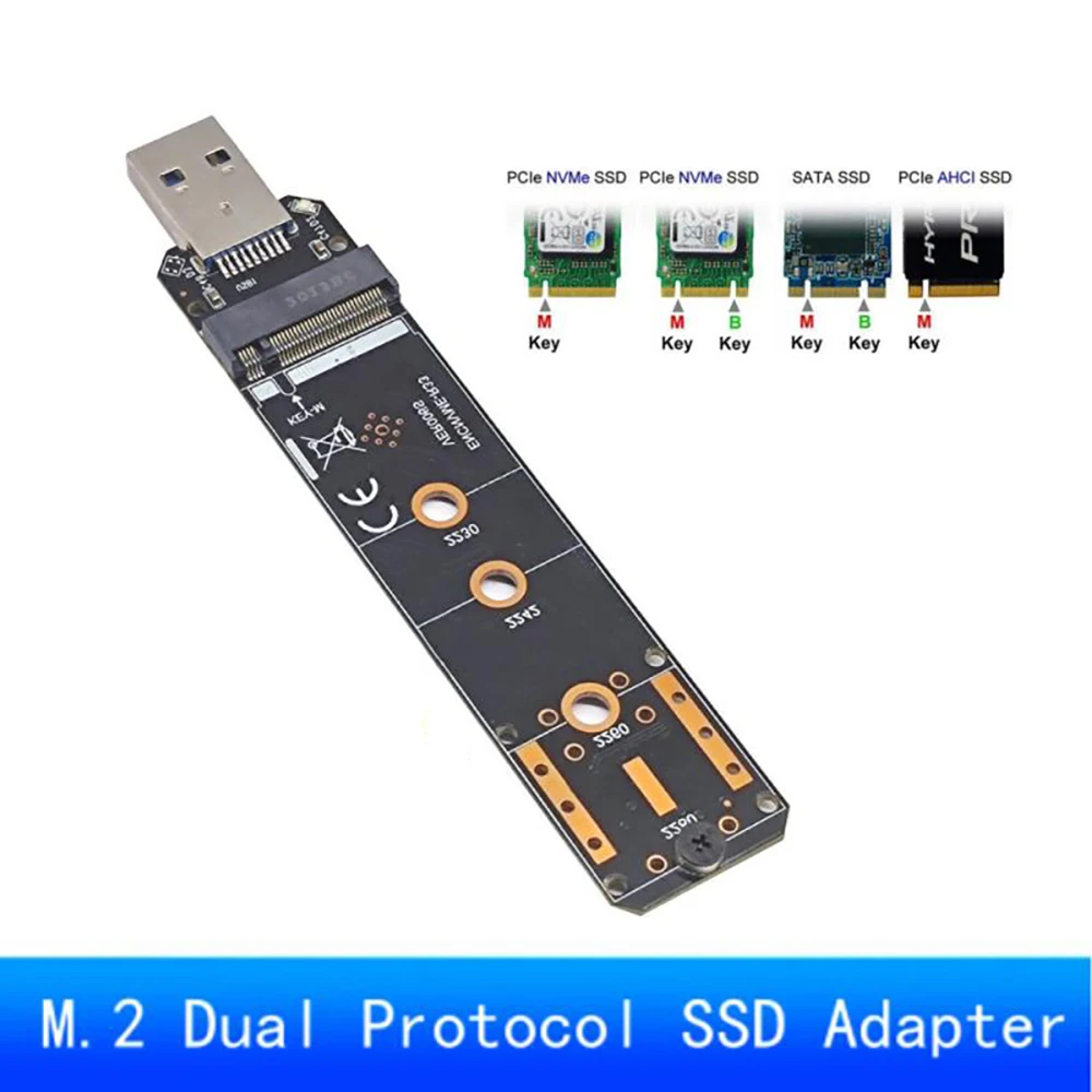 ‌USB To M.2 NVMe/SATA Protocol SSD Adapter 10Gbps USB 3.1 with Realtek RTL9210B Chip Without Case