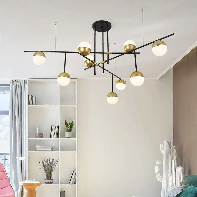 Lampadario a sfera rotondo in vetro bianco latte nordico Lampadario minimalista da pranzo Soggiorno Lampada a sospensione da cucina Lampade a sospensione creative di lusso