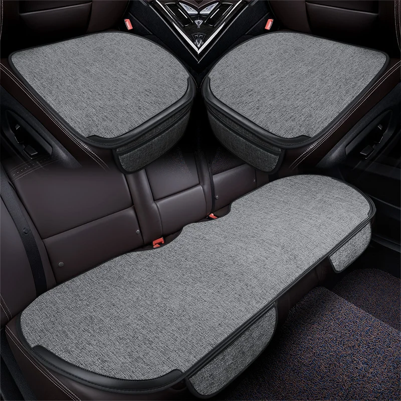 Flax Car Seat Cover Front Rear Full Set Car Interior Summer Accessories Protector Cushion Automobile Auto Seat Protection Pad