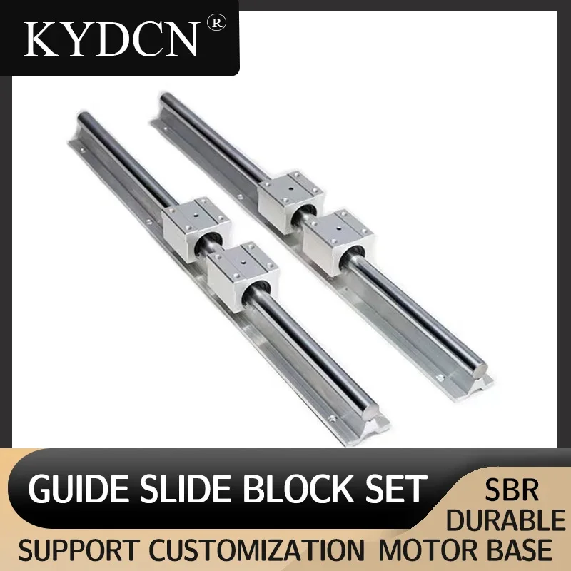 2 Set SBR16 L 1000-1450mm Fully Supported Linear Rail Shaft Rod with 4 SBR16UU Block Bearing