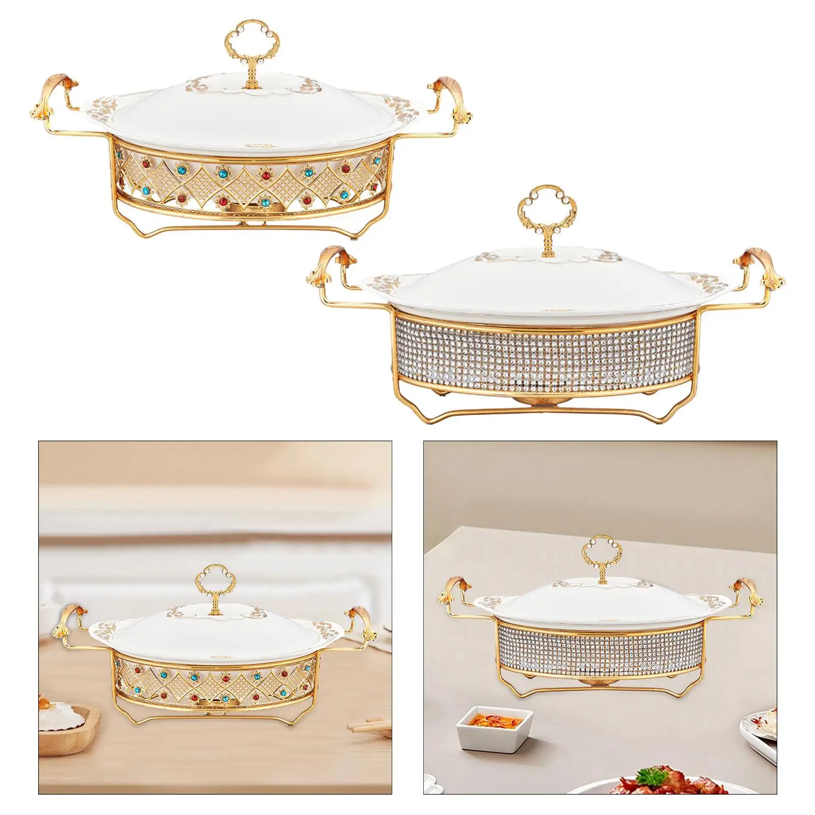 Ceramic Chafing Dish Lightweight Handheld Easy to Store Accessories Pot Food Warmer for Party Hotel Dining Room Cafeteria Picnic