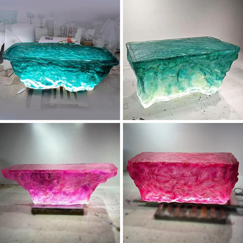 *Clear Eco-Friendly Handmade Epoxy Resin Dining Table Modern Transparent Crystal Inspired Design Luxury Home Furniture for Hotel