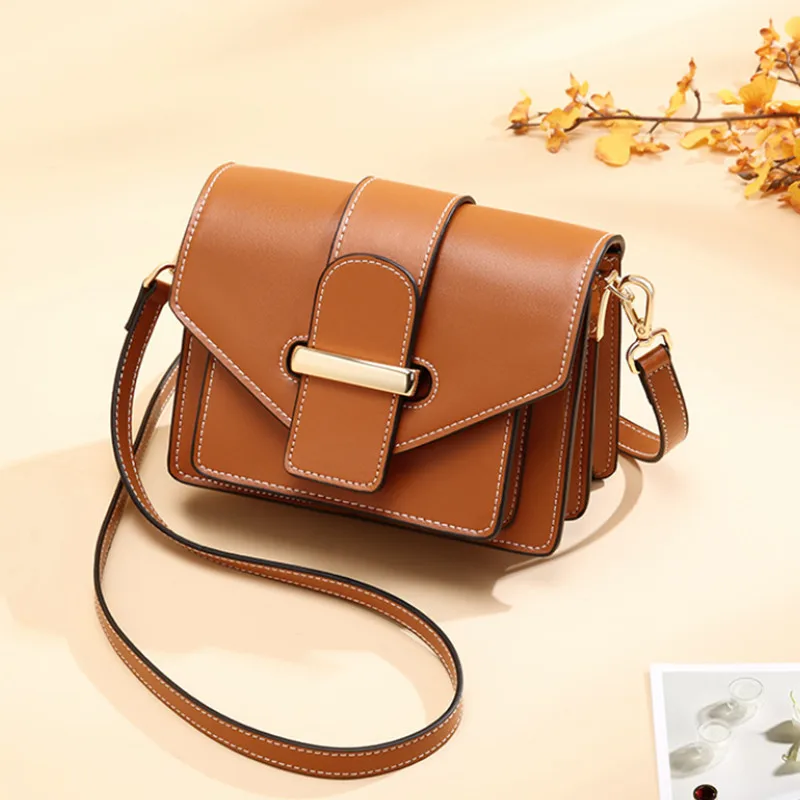 Bag Women's New Crossbody Bag Genuine Leather Women's Korean-style Fashionable All-match Shoulder Bag Trendy Women's Organ Bag