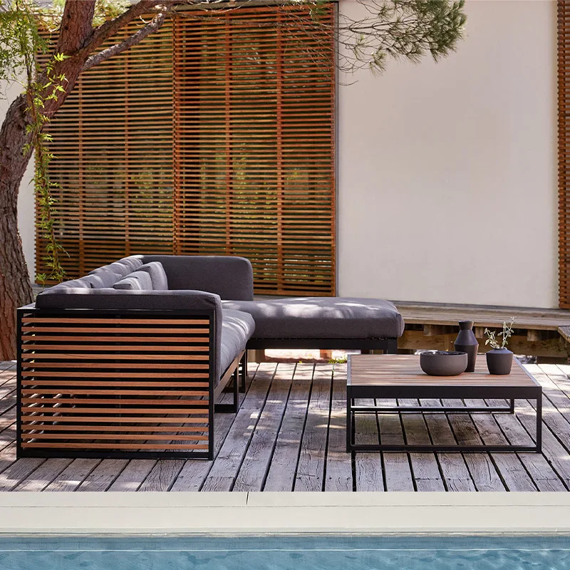 مجموعة أريكة خارجية مصنوعة من سبائك الألومنيوم في الهواء الطلق وغرفة الشمس في الهواء الطلق وحديقة الفندق أريكة ترفيهية شهيرة للحماية من المطر والشمس #4