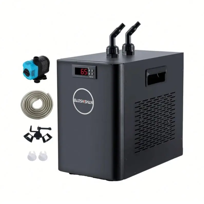 BAOSHISHAN 42gal 1/10HP Aquarium Chiller Quiet Design Hydroponics System Compressor Refrigeration Special for Fish Tank Axolotl