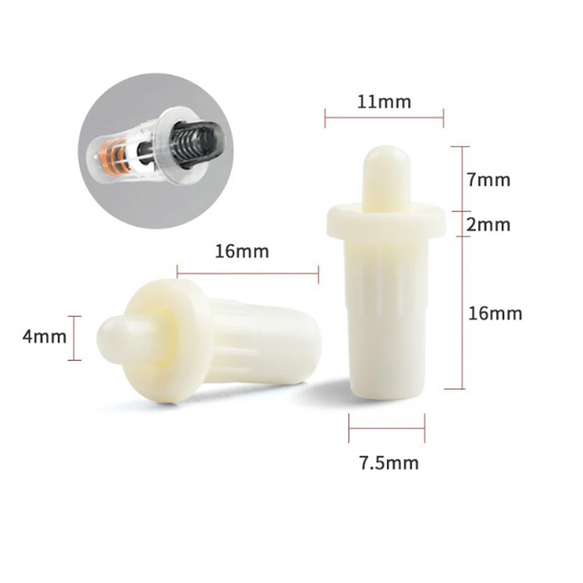 100pcs White Plastic Shutters Louver Repair Pin Maintenance Bolt Spring Loaded Replacement Pins For Shutter Door Shutter Window