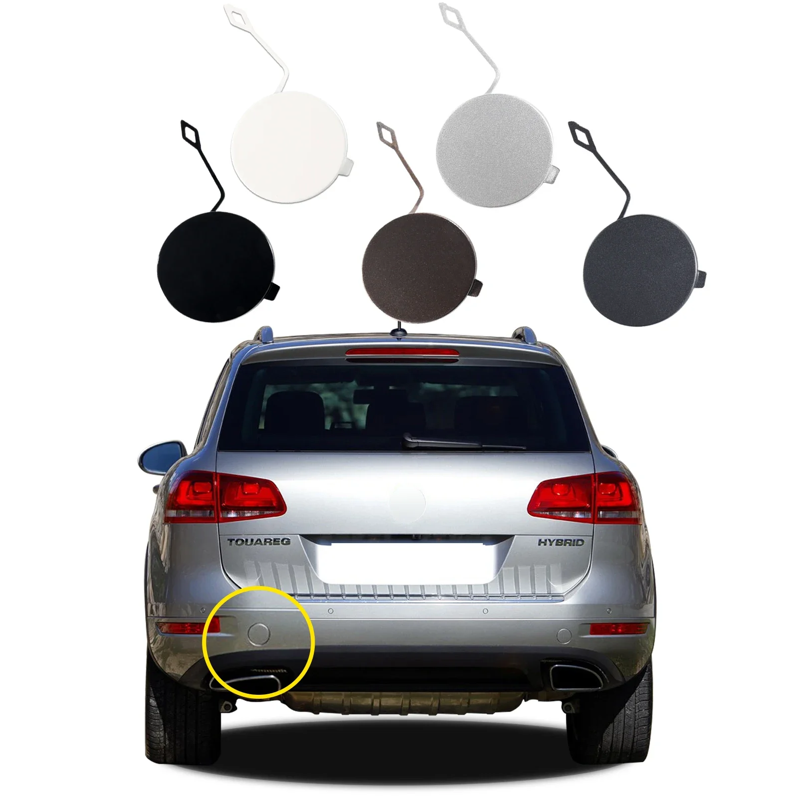 

Rear Bumper Tow Hook Cap Towing Eye Cover For VW Touareg 2011 2012 2013 2014 7P6807449 7P6807450 Car Accessories Trailer Cover