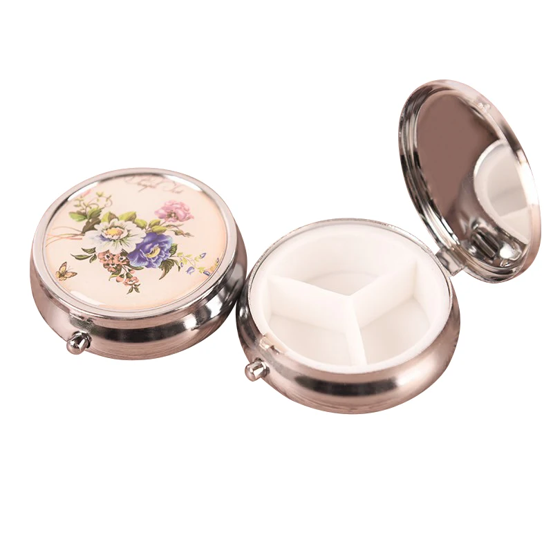 Folding Pill Case Portable Pill Box Makeup Storage Container Metal Pill Cutter Medicine Organizer